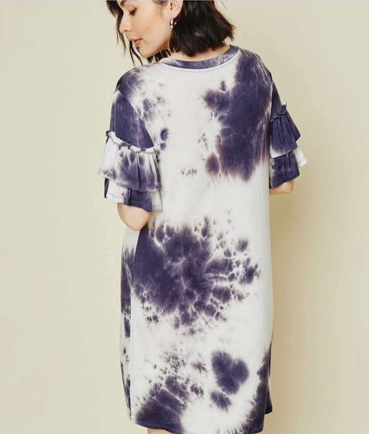 Tye Dye Ruffle Sleeve T-Shirt Dress